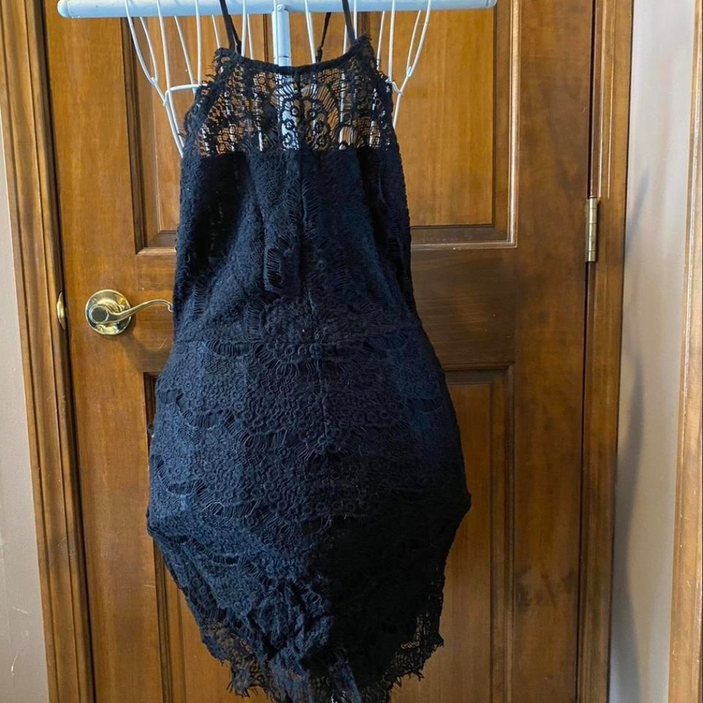 Free People Black lace mini dress #lacedress #minidress